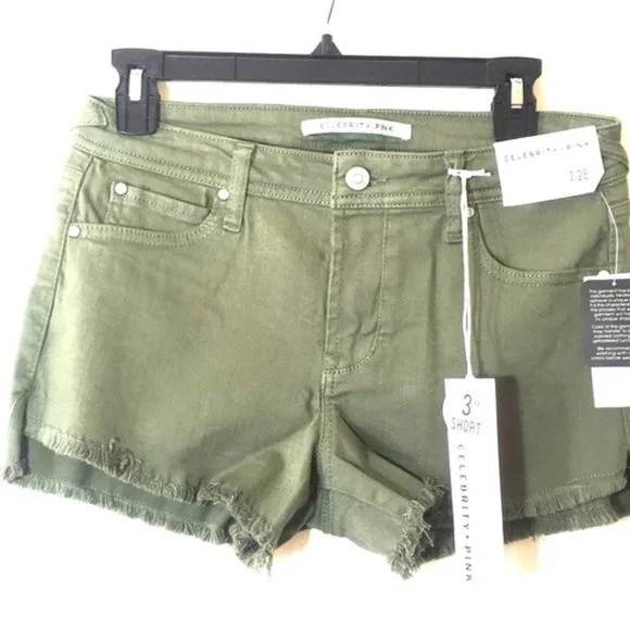 Celebrity Pink Jean Shorts Cut Off Frayed Green - Picture 1 of 8
